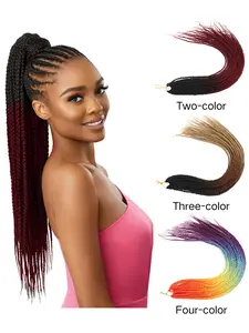 New Women's Long Hand-Twisted Two-Strand African Dreadlock High Heat Fiber Wigs, 24-Inch Tri-Color Gradient Synthetic Braids, Perfect for Parties, Synthetic Material Wigs