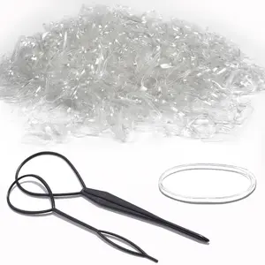 2000  Elastic Hair Accessories Set - Clear Mini Rubber Ties, Soft Non-Slip Small Ponytail Bands with Topsy Tail Tools for Girls