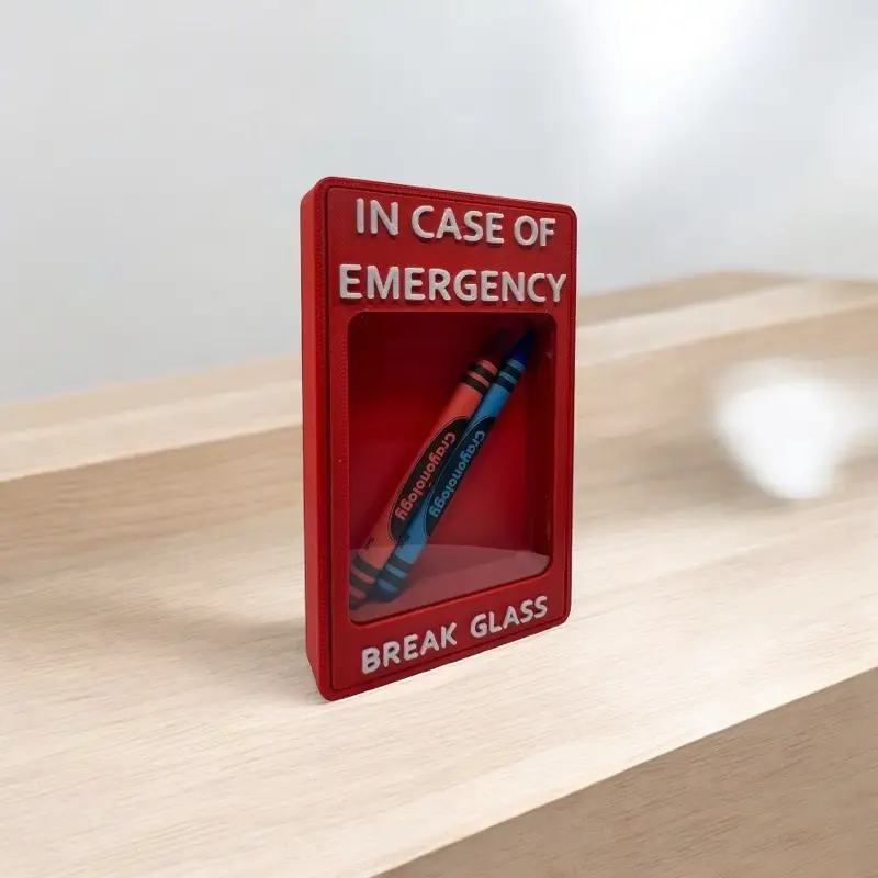 Crayola Military Planning Emergency Break Glass Kit with Red and Blue Crayons in Red Box