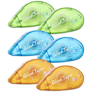 6 Pack Double Sided Tape Roller, Scrapbooking Tape Glue Tape Permanent Adhesive Tape Dispenser Runner for Crafts and Arts Projects, Photo-Safe, 0.3-inch by 315-Inch