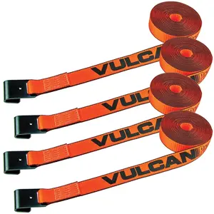 VULCAN Winch Strap with Flat Hook - 2 Inch x 27 Foot - 4 Pack - PROSeries - 3,300 Pound Safe Working Load Truck Car Accessories Vehicle