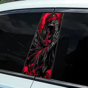 2 Diablo Stigmata Skull Themed Car Stickers Easy Peeling B-pillar Protection, Durable and Aging Resistant, Ideal for Personalized Decoration and Protection of Your Vehicle | Eye-catching visual effects | Peelable stickers, car