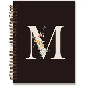Trendy Personalized Journal Hardcover Spiral Notebook,Black Initial Letter M Notebook,Monogrammed Gifts for Women Teen Girl,College Ruled Hardcover Spiral Notebook 5.5 x 8.3