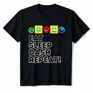 Eat Sleep Dash Repeat Video Game Geometry Video Gamer T-Shirt Menswear Top