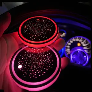 1PCS/2PCS/4PCS LED Cup Holder Lights for Car, Rechargeable 7 Color-Changing Light Up Cup Holder Insert Coasters, Car Accessories for Teens Vehicle