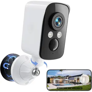 300 °   Pan Wireless Outdoor Security Camera, Magnetic Mount, Battery Powered Cam Indoor, 2.4G WiFi, 2K, AI Detection, Night Vision, 2-Way Talk, Lifetime 7-Day Cloud/SD Storage, for Home Security, IP65