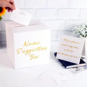 32pcs/1set Name Suggestion Voting Card Set - Golden foil white card box, suitable for weddings, baby parties, anniversaries and birthdays (including 1 display card and 30 voting cards)