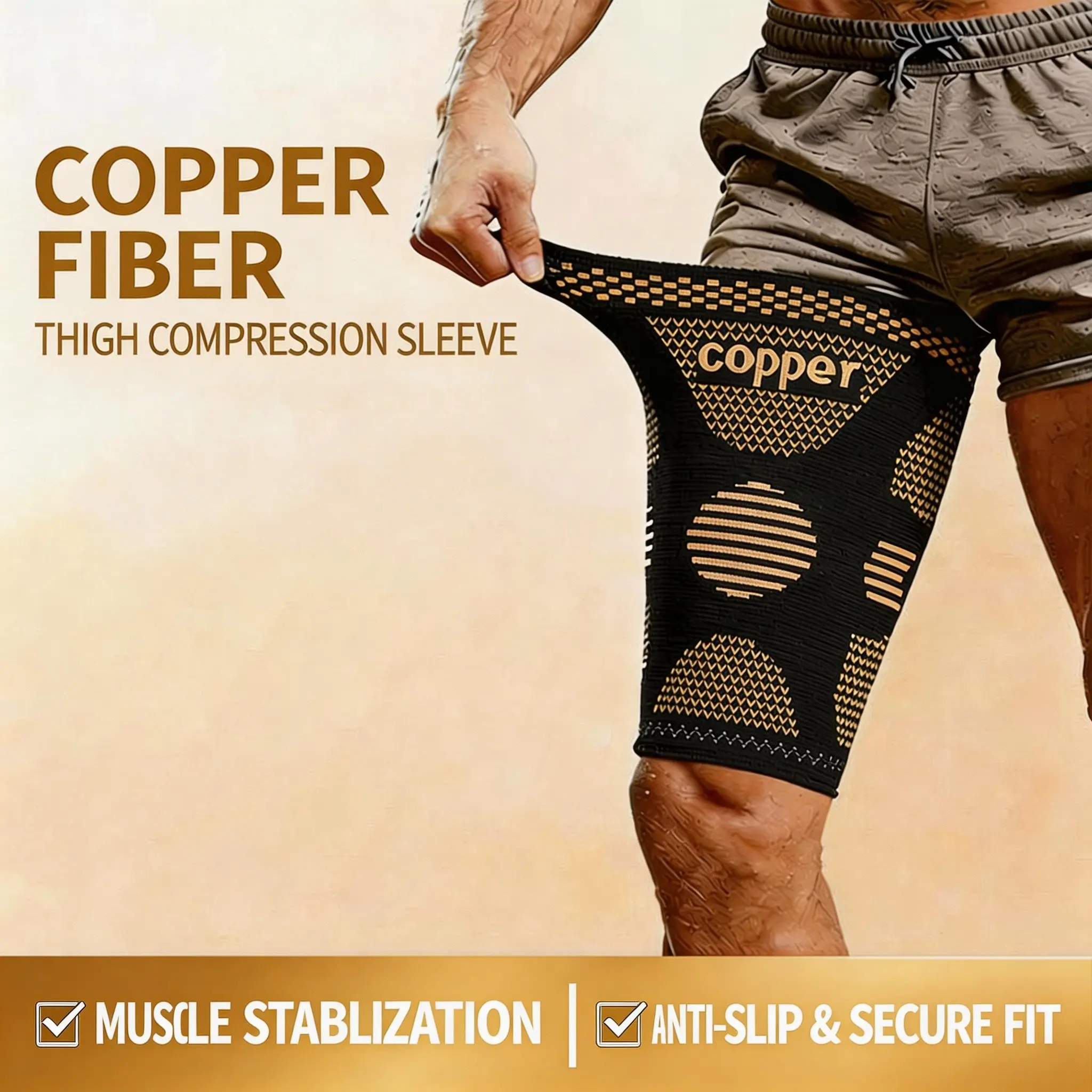 Copper Fiber Compression Leggings, Sports Support for Squats, Cycling, Basketball, Running, Enhance Performance, Comfortable Fit