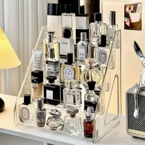 Transparent Acrylic Multi-Layer Perfume and Cosmetic Storage Box, Makeup Cosmetic Organizer, Tiered Shelving Organizer, Cosmetics Organizer Storage, Beauty Supplies Organizer, Durable Plastic, Space-Saving, No Assembly Required