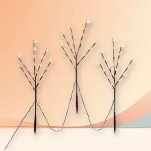 3pc 50ct 30" H Christmas LED Artificial Twig Stake Lights wh Warm Whe LED's - Wonrshop ™
