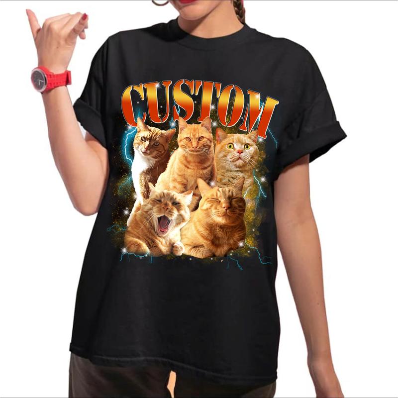 Custom Vintage Pet Shirt Pet Photo + Name Custom Dog Shirt Personalized Shirt Custom T Shirts for Humans Cat Shirt 90's Tee