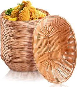12 Pack Plastic Oval Basket Small Gift Baskets, Food Storage Basket & Fruit Basket, 10 x 5.8 x 2.75 Inches Bread Basket Bin for Kitchen, Restaurant, Centerpiece Display, Christmas Gifts