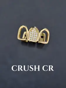 1pc Geometric Grillz Set, Gold/Silver-Tone with Zircon, Edgy Hip Hop Accessory, Suitable For Streetwear & Statement Looks, Gift For Fashion Enthusiasts, Tooth Gem (Unique Craft, Actual Item May Vary)