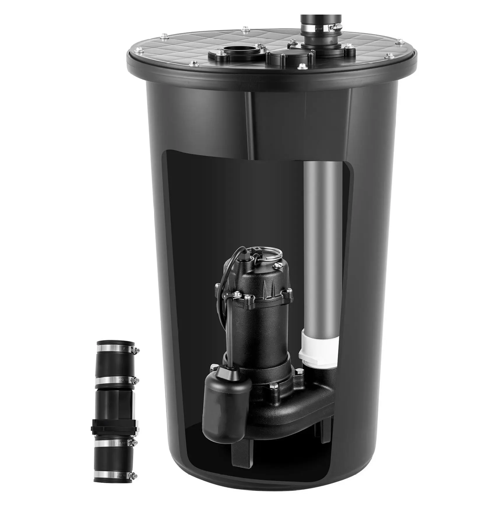 Sewage Pump System 1/2 HP 4800 GPH - Cast Iron Sewage Ejector Pump with Basin Kit, 120V Automatic Float Switch, 2 Inch Discharge for Water Removal Default