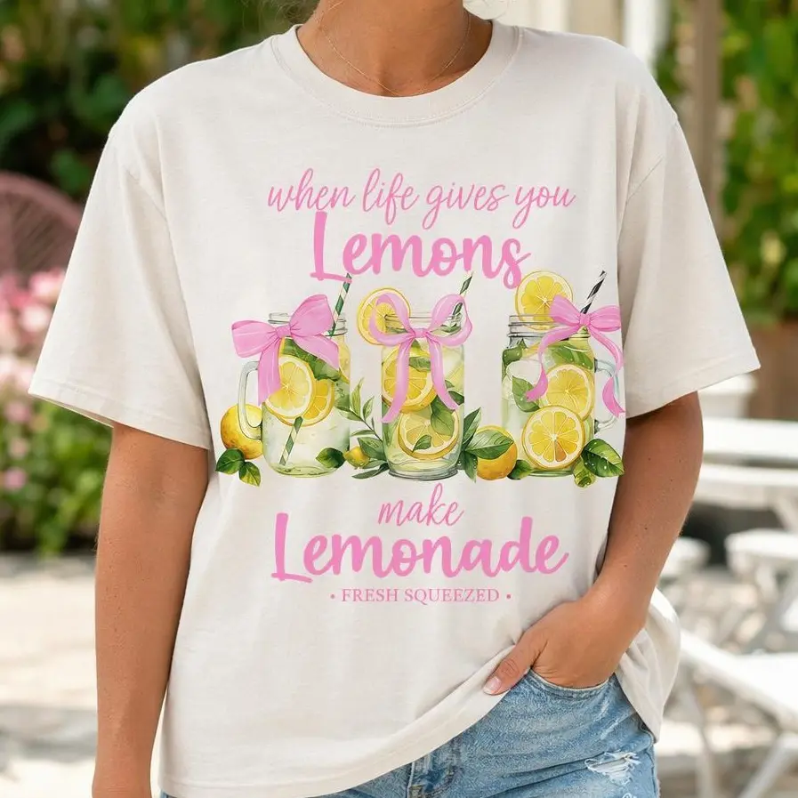 When Life Gives You Lemons Graphic Tee Women Plus Size Summer Lemonade Shirt Cute Top