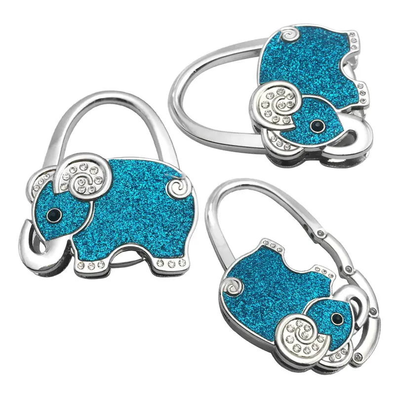 Elephant Shaped Metal Foldable Bag Hook Compact Stylish Table Hook Creative Handbag Hook Fashionable Desk Edge Hanger Organiser No Trace Organiser Folding Pouch Holder Pursehook