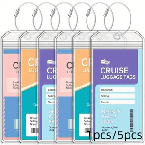 Transparent Waterproof Cruise Luggage Tags Set, Includes Holder & Labels, Essential for Travel Backpacks, Suitcases, Camping Accessories, Versatile Use