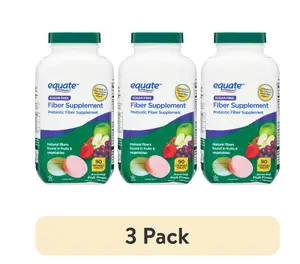 (3 pack) Equate Fiber Supplement, Fruit Flavored Chewable Tablets, over The Counter, 90 Count