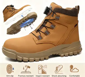Men's Steel Toe Work Shoes,Breathable,Waterproof,Slip-Resistant Safety Boots,Non-Slip Safety Shoes for Outdoor Workers