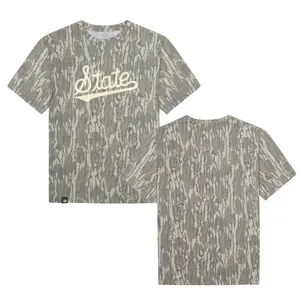 Mossy Oak White STATE Printing Original Bottomland Pattern Camouflage Camo Tee – Soft & Breathable Tshirt