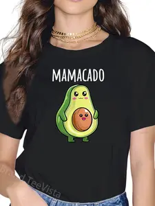 100% Cotton Pregnancy Announcement Shirts Women Mom Funny Mamacado T-Shirt