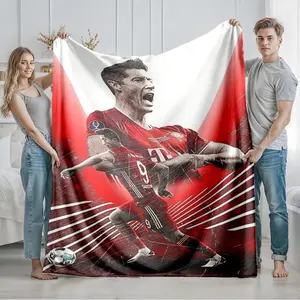 1 piece Lewandowski's spectacular goal moments for Bayern Munich themed flannel blanket - Modern design flannel blanket, suitable for sofas and beds, all-season multi-purpose use, super soft and warm, digital printing, 100% polyester material