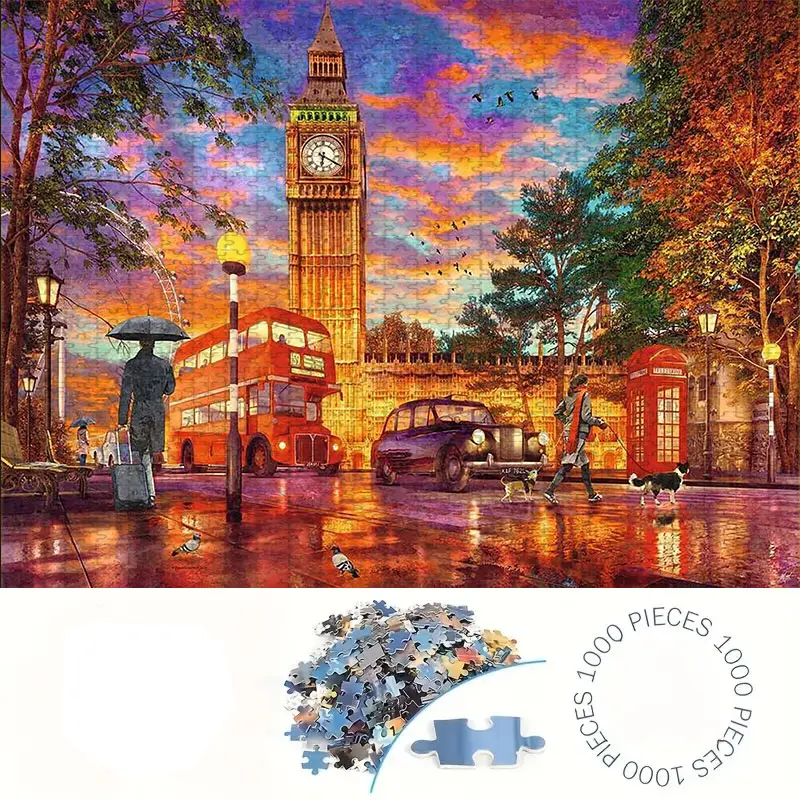1000 Piece Street Scene Jigsaw Puzzle, Creative Puzzle, Art Puzzles, Large Adult Family Interactive Toy, DIY Home Decor Brain Challenge, Holiday Theme, Perfect Gift
