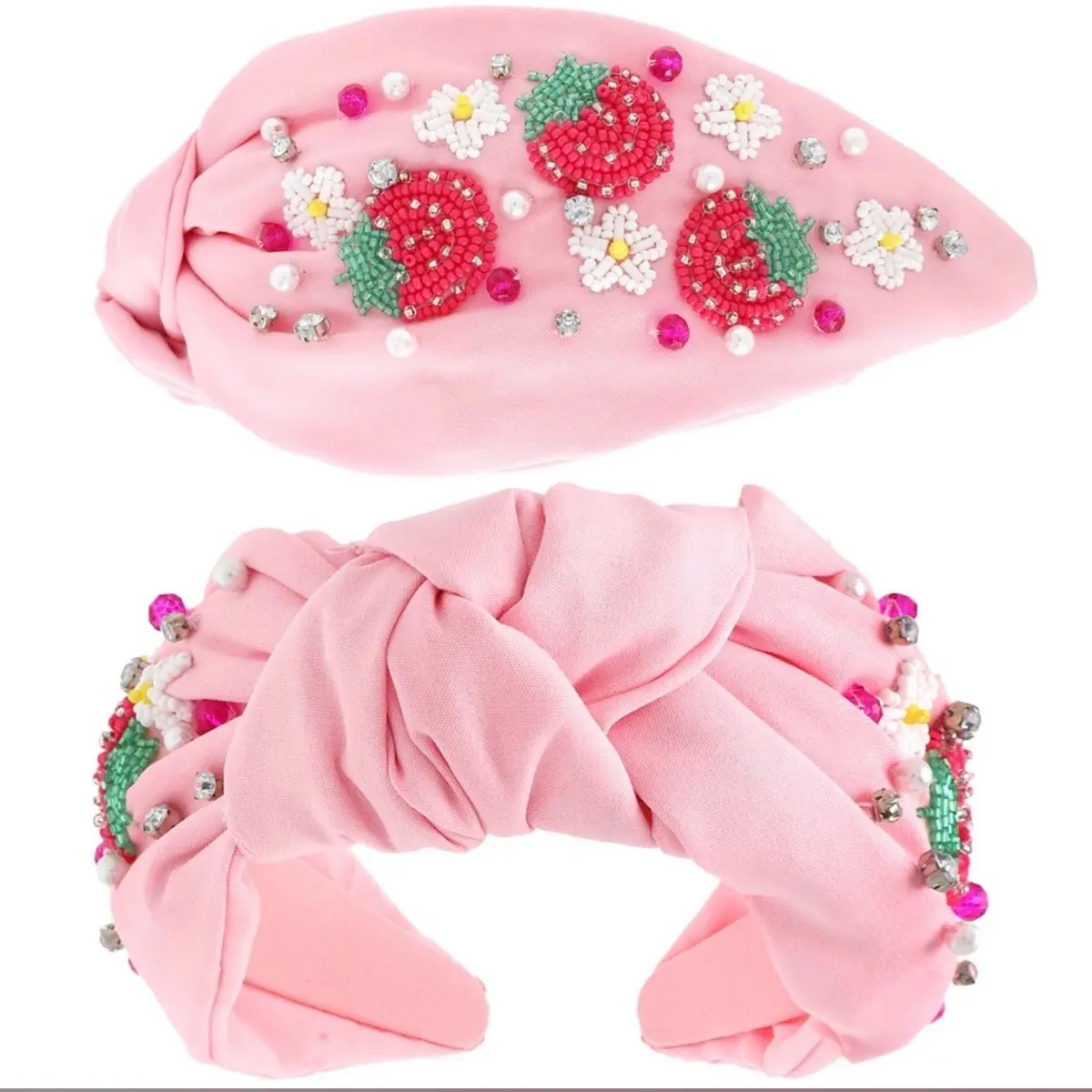 Spring Strawberry beaded headband
