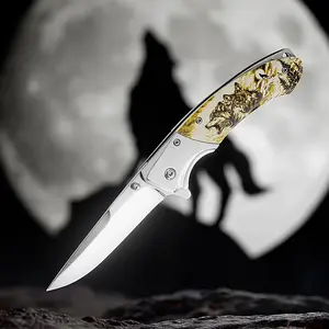 Wolf Pack 3D-Wolf 3D Silver Blade, Outdoor. Camping. Survival. Hiking EDC Pocket Tool Knife