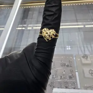 14k solid gold nugget heart ring
