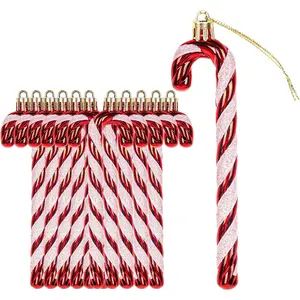 12 count Red Christmas Ornaments Glitter Canes Christmas Tree  Decorations Set DIY Crafts for  Holiday Wedding Indoor Outdoor Party Decorations