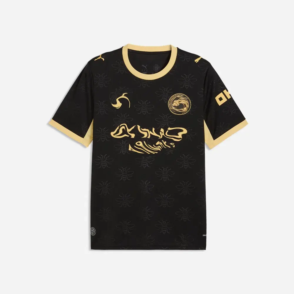 Black Athletic Football Jersey – Gold Trim Sports Top (With logo)