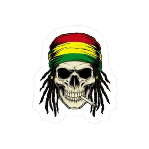 Cool Rasta Skull Kiss-Cut Stickers - Perfect for Music Lovers & Festival Vibes