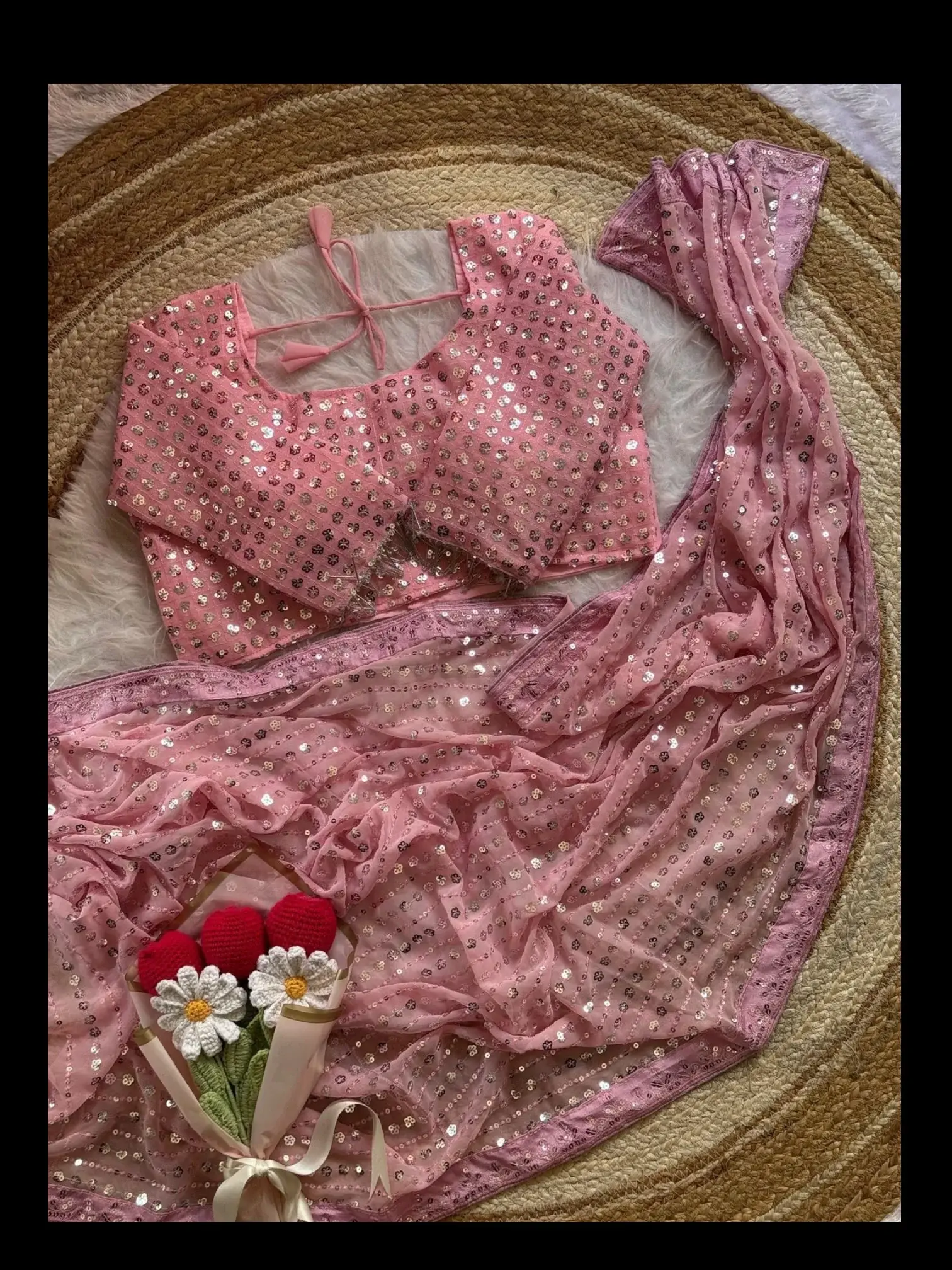 Soft Georgette Saree with Ready Blouse, Cultural Wear for Women