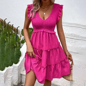 Ruffle Sleeveless Smocked Dress