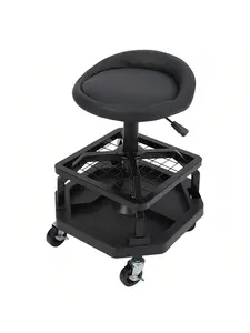 Rolling Shop Stool For Garage With Casters 330LBS Heavy Duty Shop Seat With Tool Tray, Garage Stool Adjustable Telescoping Stool, 360° Swivel Mechanic Chair For Garage & Workshop
