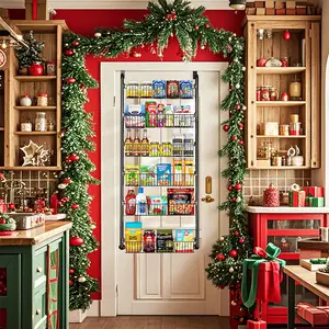 VANCASTLE 6/8 Tier Over the Door Pantry Organizer Rack - Metal Pantry Organization and Storage with Adjustable Baskets, Easy to Install Hanging Over the Door Spice Rack Shelf,Home & Kitchen Hanging Door Organizer