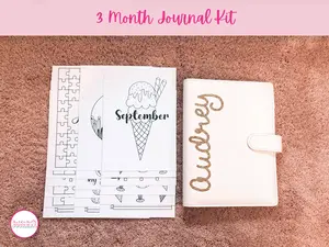 3 Month Bullet Journal Spreads and Journal Bundle Kit | Custom Name 6 Ring Refillable Planner with Printed Out Monthly Spread Page Inserts