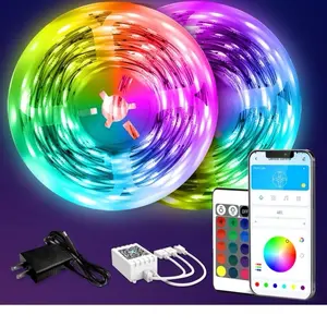 Led Strip Lights 100ft (2 Rolls of 50ft) Color Changing Lights Strip for Bedroom, Desk, Indoor Room Bedroom Women's Day Gift Decor, with Remote and 24V Power Supply