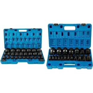 Father's Day Gift VEVOR Impact Socket Set 3/4 Inches 29 Piece Impact Sockets, 6-Point Sockets, Rugged Construction & Impact Drive Socket Set 1/2 Inches 19 Piece Impact Sockets SAE, Standard Socket Assortment