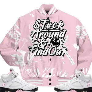 5 Medium Soft Pink Varsity Jacket For Youth & Adults, Soft Pink 35th Anniversary 5s Shirt, Graphic Meme Quote Got Em Match Sneakers Streetwear Outfit Casual Clothes