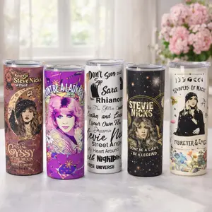 AuraCup 1pc 20oz Fleetwood Mac rock band Stainless Steel Insulated Tumbler, Drinkware, with Lid and Straw, Boho, Mystic Moon Art Design, Double Wall Vacuum Travel Cup for Hot Cold Drinks, Birthday Holiday Gift for Women Friends Music Lovers, Flasks