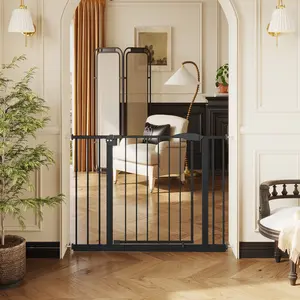 29.5-44.1" Wide Baby Gate for Stairs, Dog Gate Indoor for Doorways, No Drilling Pressure Mounted Pet Gates for Kids, Easy Walk Through Safety Gate