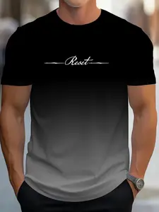 Men's Multicolor Short Sleeve T-Shirt, Geometric Pattern, Fitted Long Style, Minimalist Design, All Seasons Wear, H Type