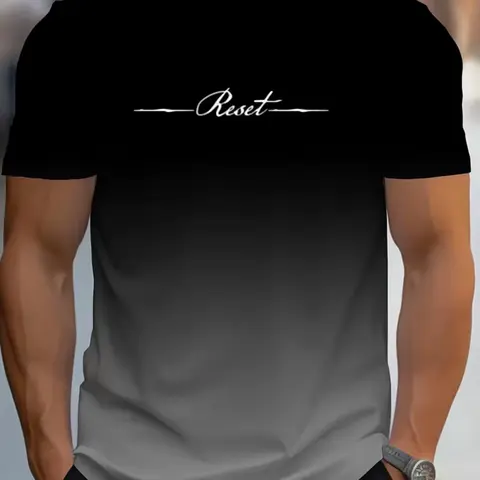 Men's Multicolor Short Sleeve T-Shirt, Geometric Pattern, Fitted Long Style, Minimalist Design, All Seasons Wear, H Type, Menswear
