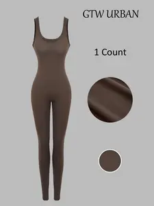 Women's Solid Color Jumpsuit, Casual Comfy Sleeveless Jumpsuit for Summer, Women's Clothes for Daily Wear