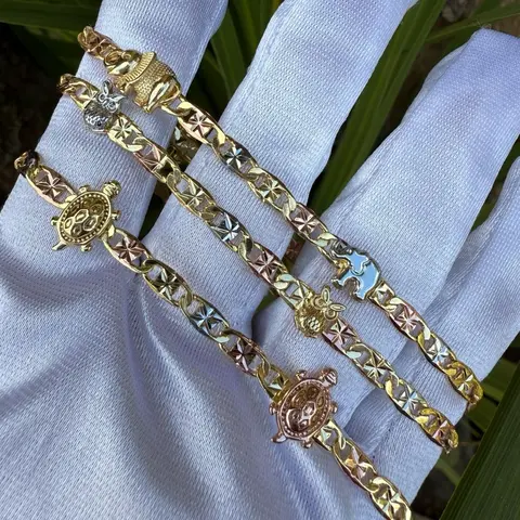 Wisdom, Wealth, Luck Bracelets - Elegant Design with Gold Finish and Decorative Elements