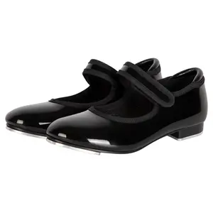 Linodes Economy Unisex-Child Upgraded Easy Strap Tap Shoe for Girls and Boys Maryjane Dance Flat PU Leather Non-Slip Tap Shoes