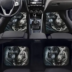 4pcs Tiger Pattern Car Floor Mats, Universal Fit All-Weather Car Mats, Suitable for Suvs, Trucks, and Cars, Perfect Gift for Parents or Loved Ones