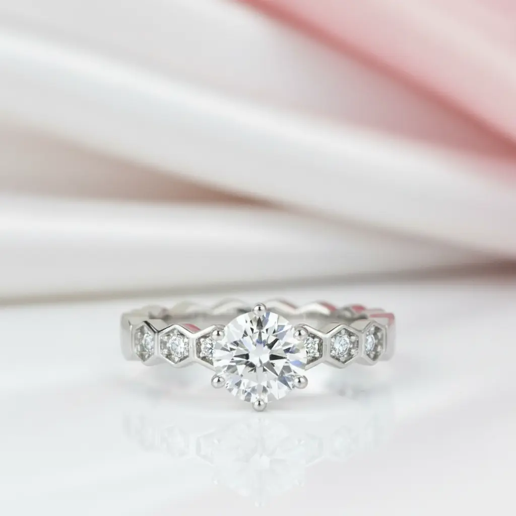 2ct Six Prong Honeycomb Diamond Option Engagement Ring